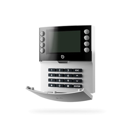 JAB JA-115E-NFC bus four-segment keypad with LCD display and built-in 13.56 MHz NFC for JABLOTRON 100+ and Mercury.
